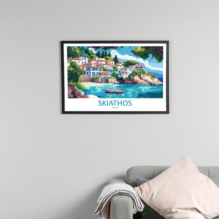 Skiathos Greece Landscape Travel Poster Scenic Island Coastline Wall Art Mediterranean Beaches Print Europe Decor Beautiful Skiathos Artwork