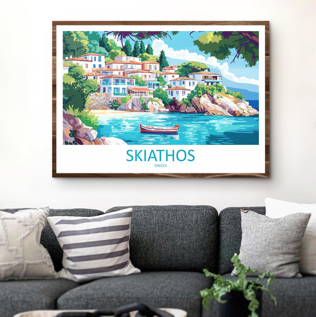 Skiathos Greece Landscape Travel Poster Scenic Island Coastline Wall Art Mediterranean Beaches Print Europe Decor Beautiful Skiathos Artwork