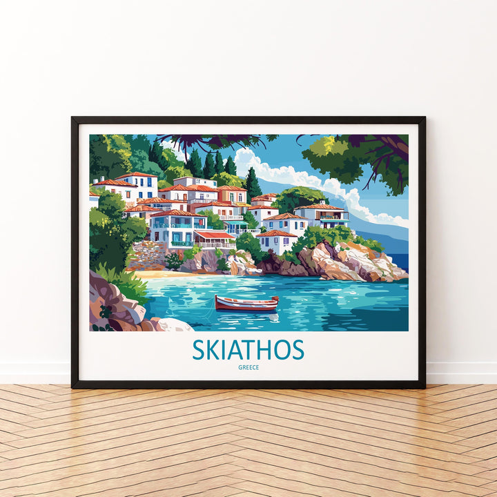 Skiathos Greece Landscape Travel Poster Scenic Island Coastline Wall Art Mediterranean Beaches Print Europe Decor Beautiful Skiathos Artwork