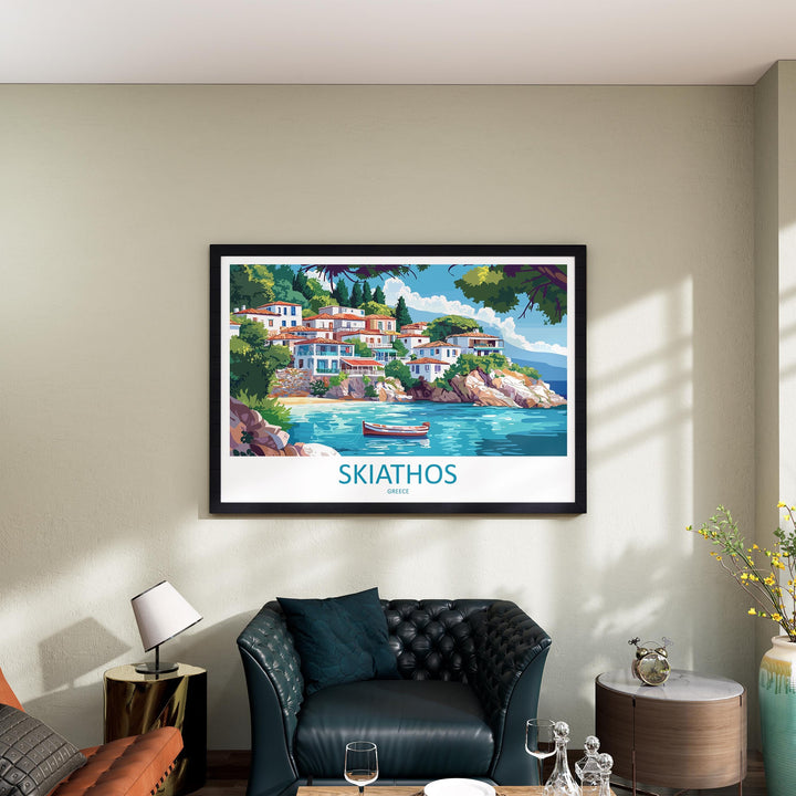 Skiathos Greece Landscape Travel Poster Scenic Island Coastline Wall Art Mediterranean Beaches Print Europe Decor Beautiful Skiathos Artwork
