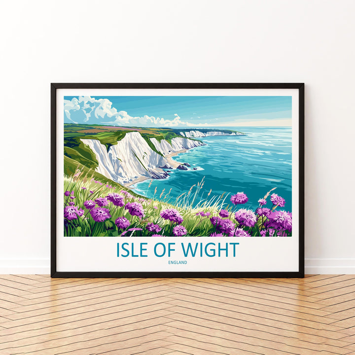 Isle of Wight England Landscape Travel Poster Scenic Coastal Island Wall Art The Needles Cliffs Print UK Decor Beautiful Isle of Wigh