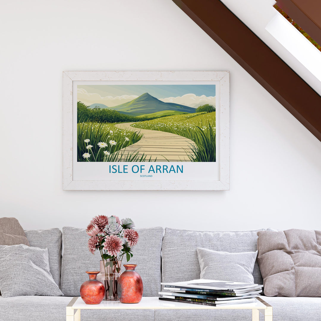 Isle of Arran Scotland Landscape Travel Poster Scenic Island Mountains Wall Art Rugged Coastline Print UK Decor Beautiful Arran Artwork