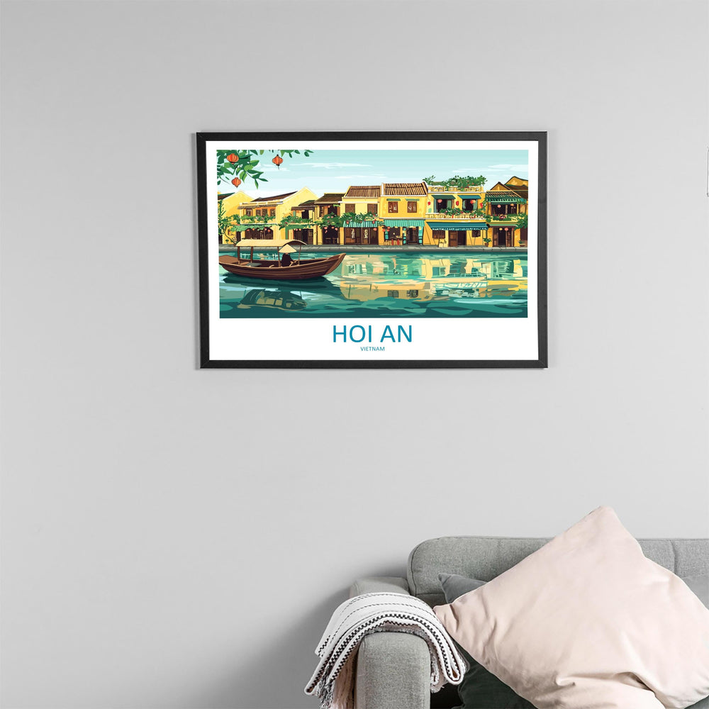 Hoi An Vietnam Landscape Travel Poster Scenic Lantern Town Wall Art Riverside Old Quarter Print Asia Decor Beautiful Hoi An Artwork