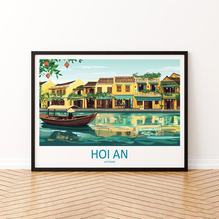Hoi An Vietnam Landscape Travel Poster Scenic Lantern Town Wall Art Riverside Old Quarter Print Asia Decor Beautiful Hoi An Artwork