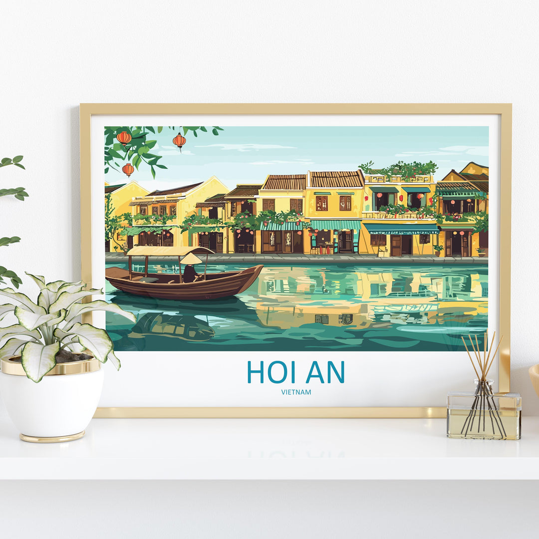 Hoi An Vietnam Landscape Travel Poster Scenic Lantern Town Wall Art Riverside Old Quarter Print Asia Decor Beautiful Hoi An Artwork