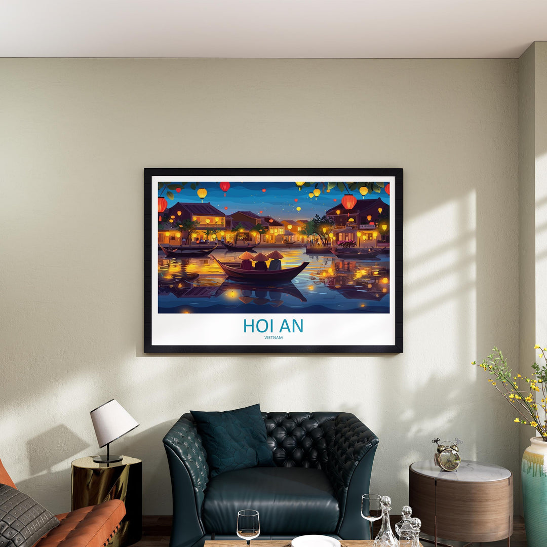 Hoi An Vietnam Landscape Travel Poster Scenic Lantern Town Wall Art Riverside Old Quarter Print Asia Decor Beautiful Hoi An Artwork