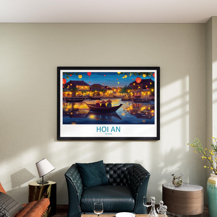 Hoi An Vietnam Landscape Travel Poster Scenic Lantern Town Wall Art Riverside Old Quarter Print Asia Decor Beautiful Hoi An Artwork