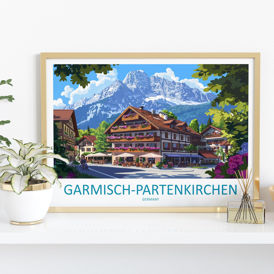 Garmisch Partenkirchen Germany Landscape Travel Poster Scenic Bavarian Alps Wall Art Mountain Village Print Europe Decor Beautiful Garmisch