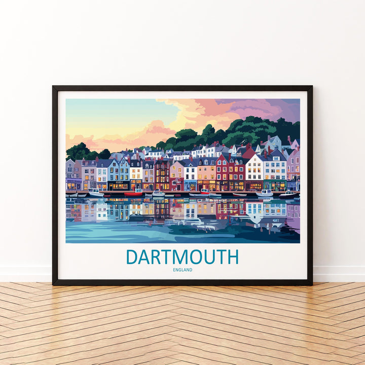Dartmouth England Landscape Travel Poster Scenic Harbour Town Wall Art River Dart View Print UK Coast Decor Beautiful Dartmouth Artwork