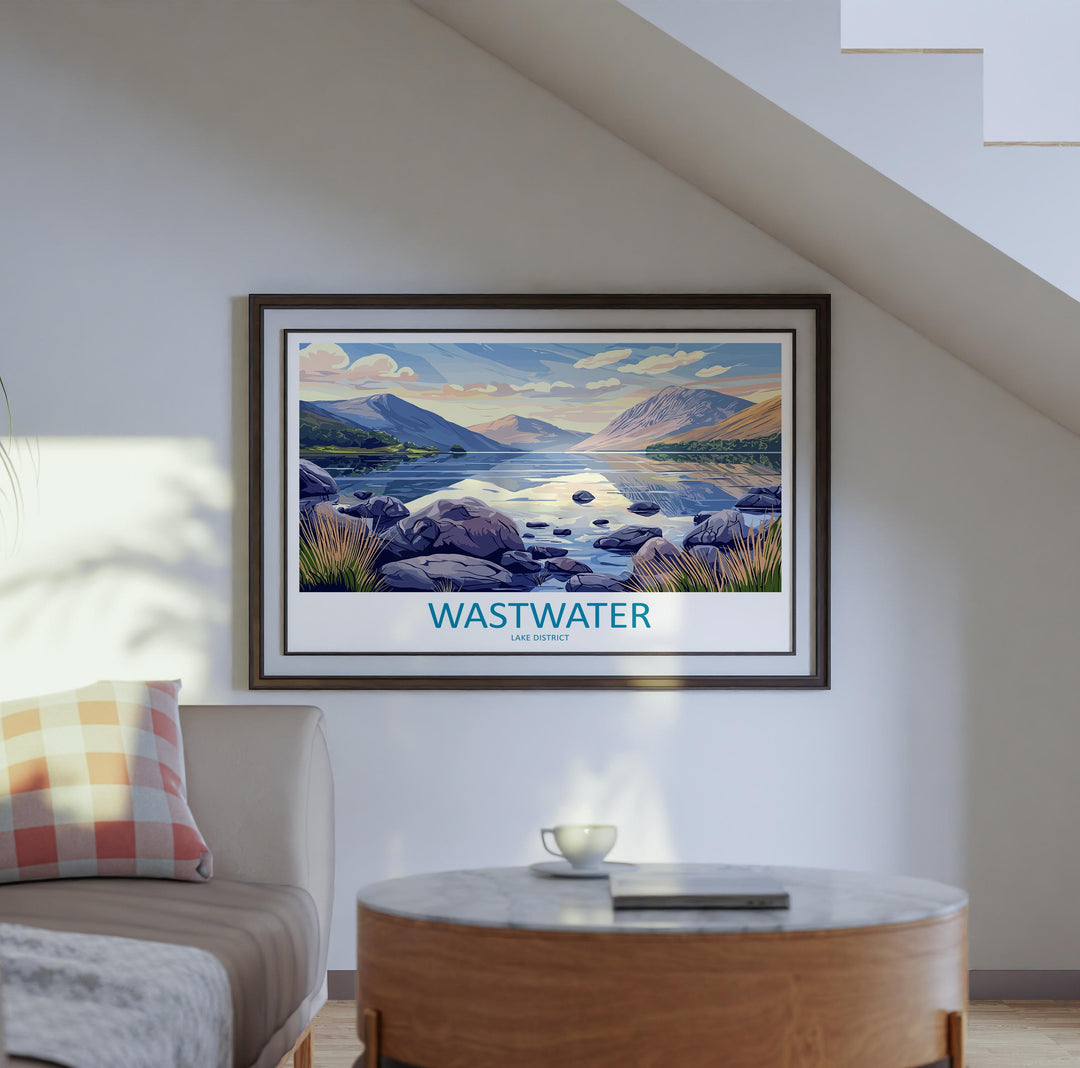 Wastwater England Landscape Travel Poster Scenic Lake District Mountains Wall Art Deepest Lake Print UK Decor Beautiful Wastwater Artwork