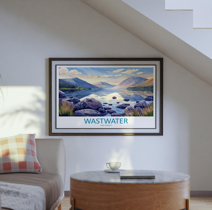 Wastwater England Landscape Travel Poster Scenic Lake District Mountains Wall Art Deepest Lake Print UK Decor Beautiful Wastwater Artwork