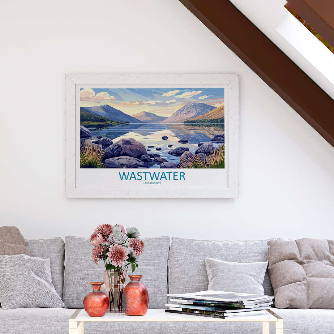 Wastwater England Landscape Travel Poster Scenic Lake District Mountains Wall Art Deepest Lake Print UK Decor Beautiful Wastwater Artwork