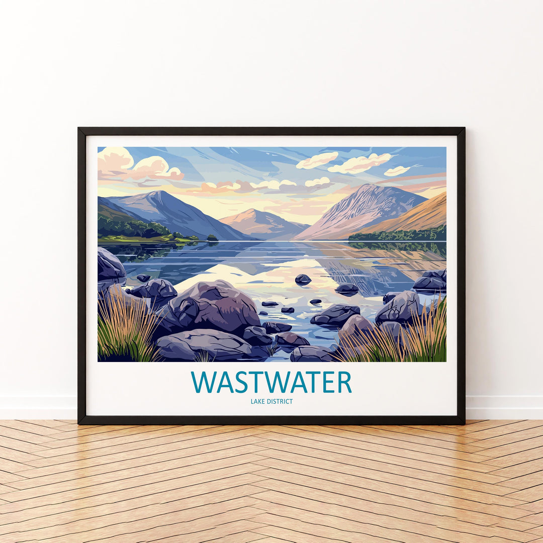 Wastwater England Landscape Travel Poster Scenic Lake District Mountains Wall Art Deepest Lake Print UK Decor Beautiful Wastwater Artwork