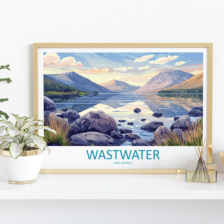 Wastwater England Landscape Travel Poster Scenic Lake District Mountains Wall Art Deepest Lake Print UK Decor Beautiful Wastwater Artwork