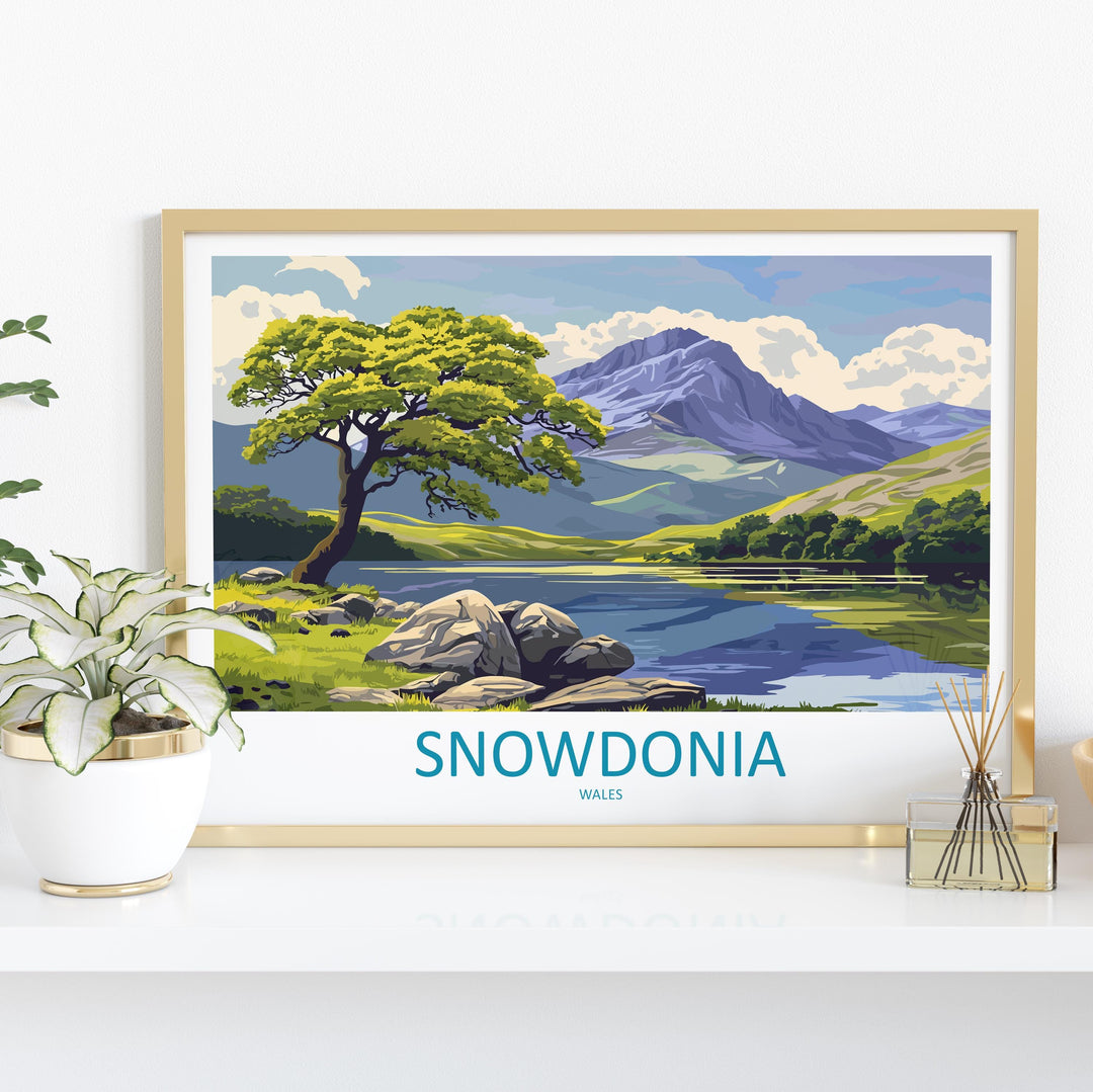 Snowdonia Wales Landscape Travel Poster Scenic Mountain National Park Wall Art Rugged Peaks Print UK Decor Beautiful Snowdonia Artwork