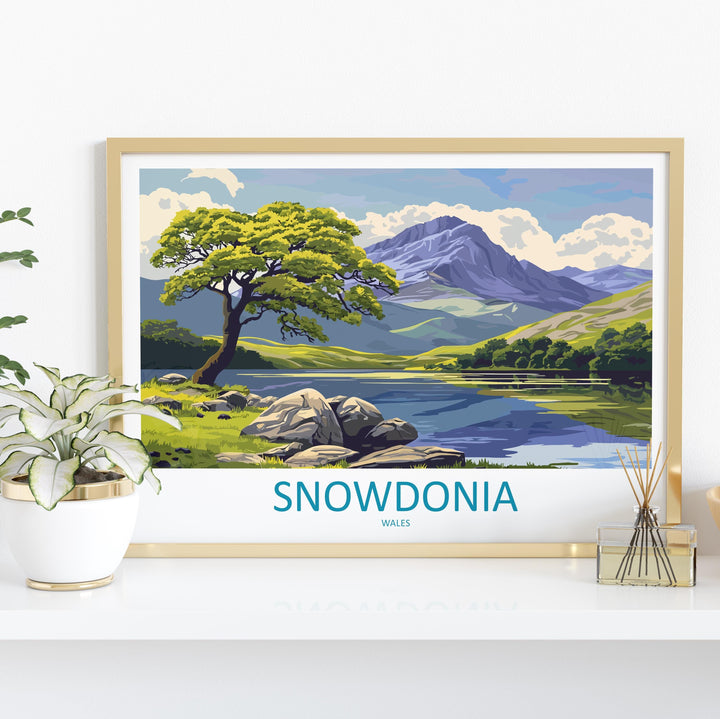 Snowdonia Wales Landscape Travel Poster Scenic Mountain National Park Wall Art Rugged Peaks Print UK Decor Beautiful Snowdonia Artwork