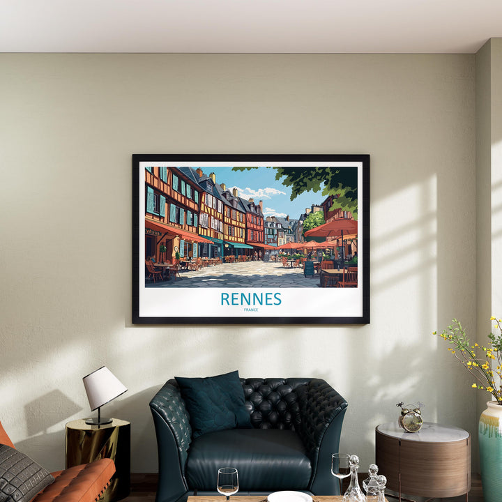 Rennes France Landscape Travel Poster Scenic Brittany City Wall Art Historic Architecture Print Europe Decor Beautiful Rennes Artwork