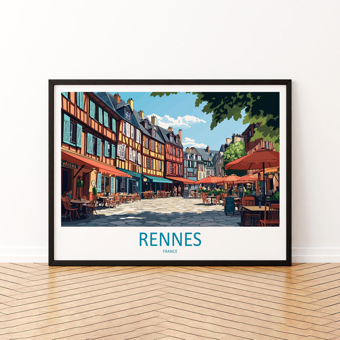 Rennes France Landscape Travel Poster Scenic Brittany City Wall Art Historic Architecture Print Europe Decor Beautiful Rennes Artwork