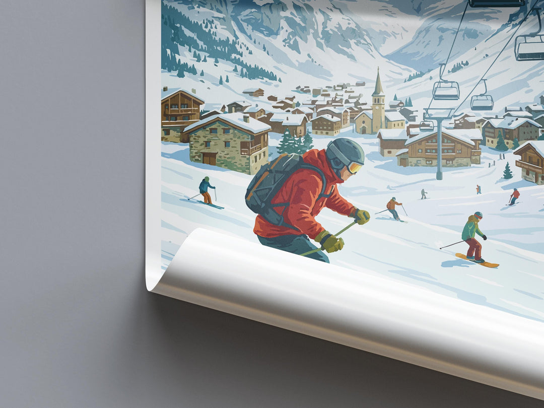 Val d’Isère France Ski Print Travel Poster Alpine Resort Wall Art French Alps Ski Village Europe Decor Artwork