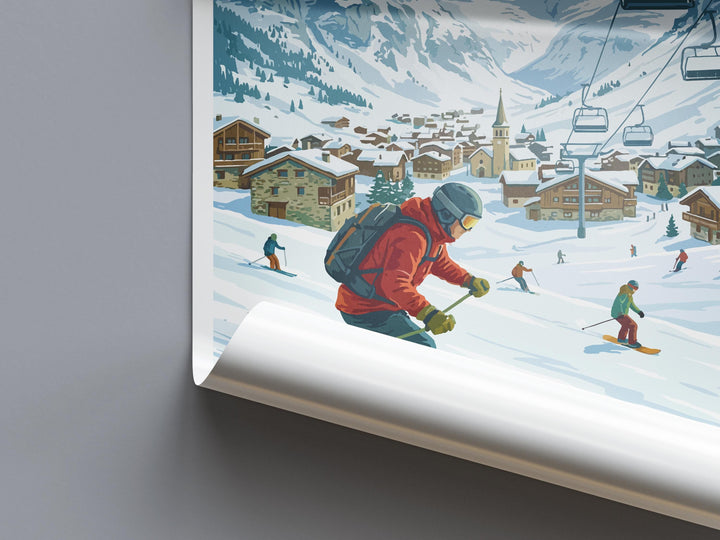 Val d’Isère France Ski Print Travel Poster Alpine Resort Wall Art French Alps Ski Village Europe Decor Artwork