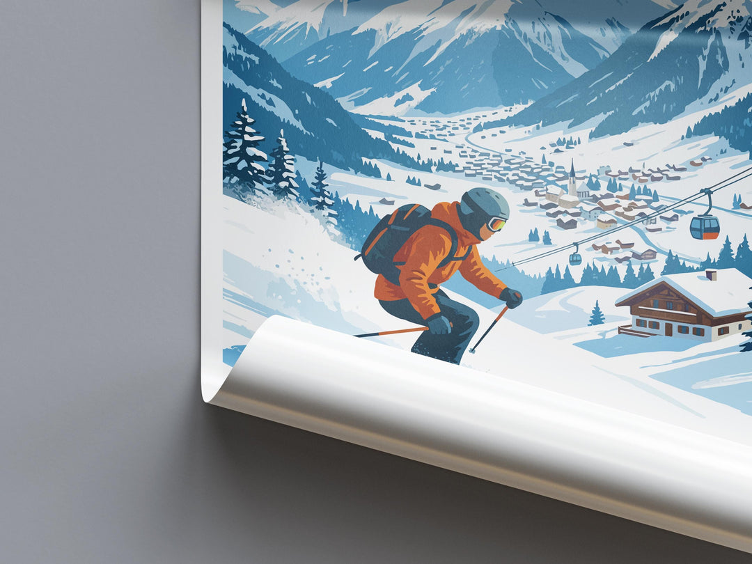 St Anton am Arlberg Austria Ski Print Travel Poster Alpine Resort Wall Art Legendary Ski Village Europe Decor Artwork