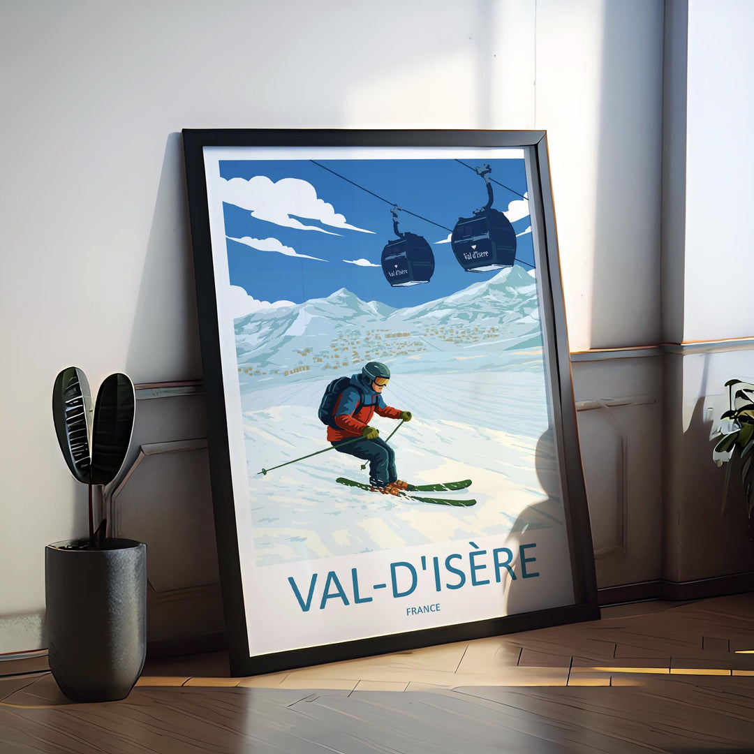 Val d’Isère France Ski Print Travel Poster Alpine Resort Wall Art French Alps Ski Village Europe Decor Artwork