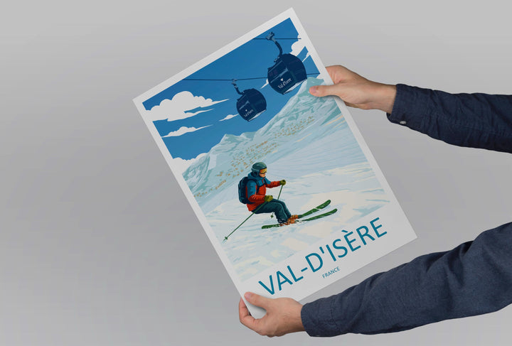 Val d’Isère France Ski Print Travel Poster Alpine Resort Wall Art French Alps Ski Village Europe Decor Artwork