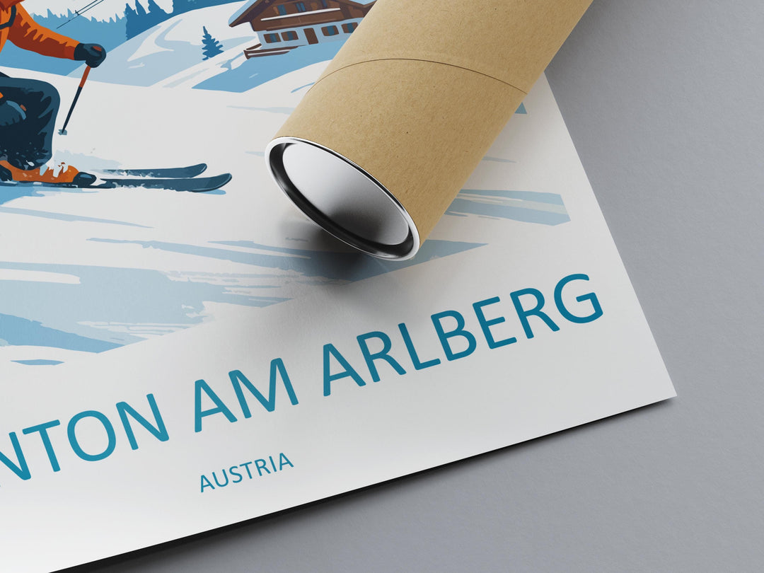 St Anton am Arlberg Austria Ski Print Travel Poster Alpine Resort Wall Art Legendary Ski Village Europe Decor Artwork