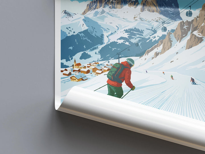 Madonna di Campiglio Italy Ski Print Travel Poster Alpine Resort Wall Art Dolomites Ski Village Winter Sports Europe Decor Artwork