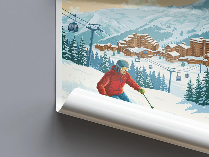Avoriaz France Ski Print Travel Poster Alpine Resort Wall Art Car Free Ski Village Portes du Soleil Europe Decor Artwork