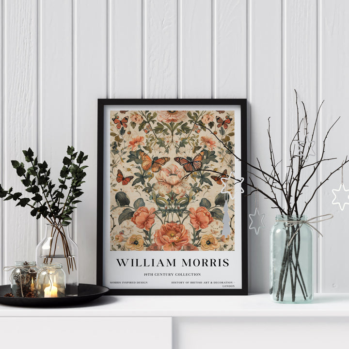 William Morris Butterfly Floral Wall Art Vintage Botanical Print Cottagecore Decor Arts And Crafts Nature Poster Artwork for Home