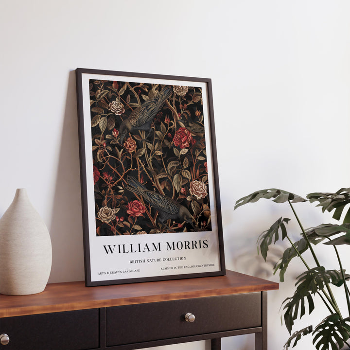 William Morris Raven Crow Wall Art Dark Floral Botanical Print Gothic Cottagecore Decor Arts And Crafts Nature Poster Artwork for Home