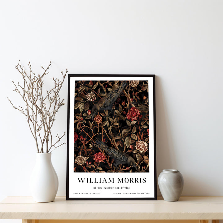 William Morris Raven Crow Wall Art Dark Floral Botanical Print Gothic Cottagecore Decor Arts And Crafts Nature Poster Artwork for Home