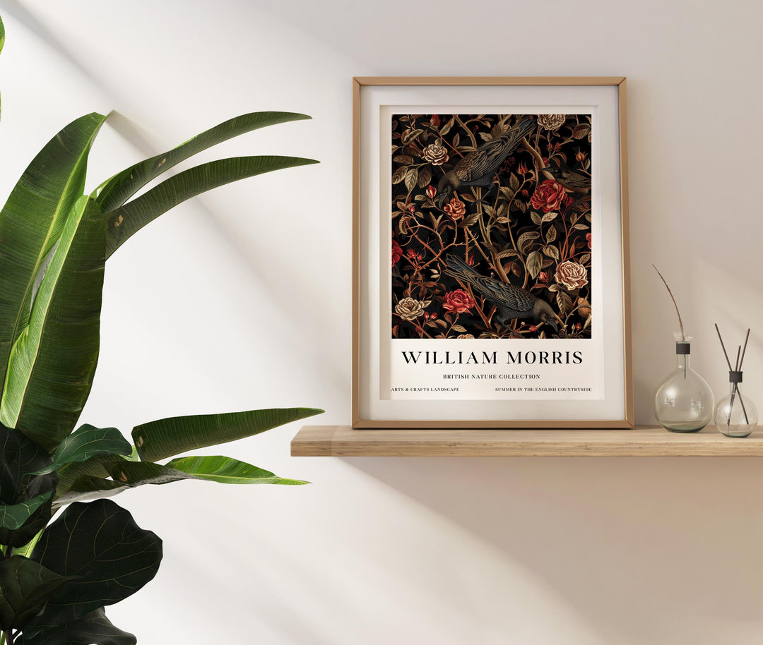 William Morris Raven Crow Wall Art Dark Floral Botanical Print Gothic Cottagecore Decor Arts And Crafts Nature Poster Artwork for Home