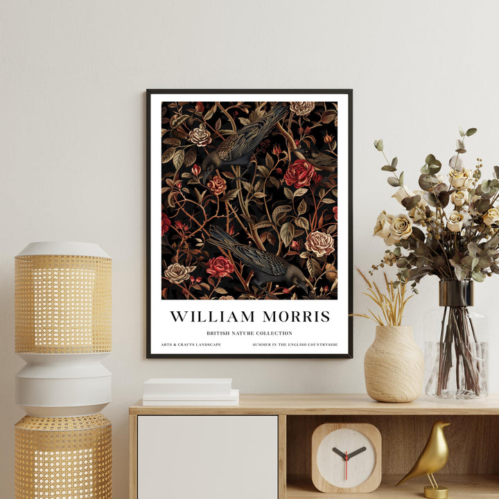 William Morris Raven Crow Wall Art Dark Floral Botanical Print Gothic Cottagecore Decor Arts And Crafts Nature Poster Artwork for Home
