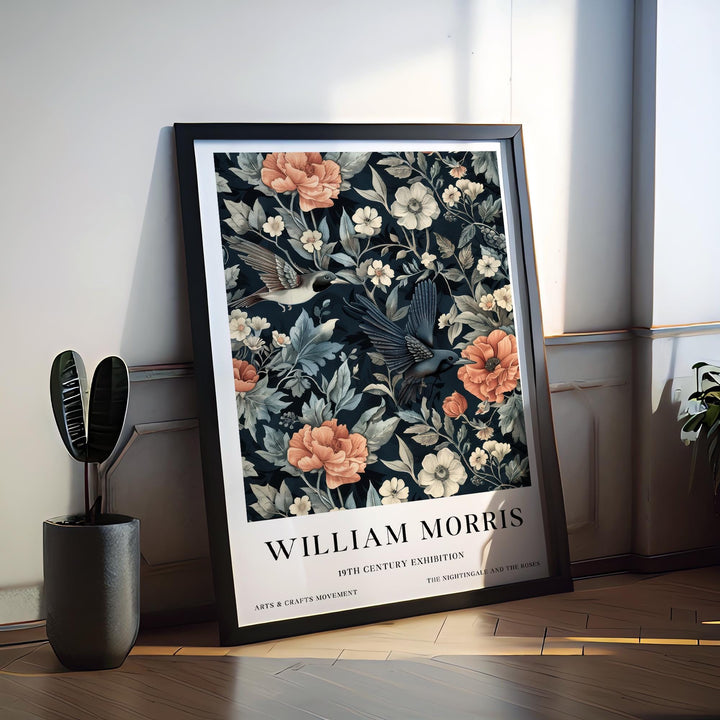 William Morris Hummingbird Bird Wall Art Dark Floral Botanical Print Vintage Cottagecore Decor Arts And Crafts Poster Artwork for Home
