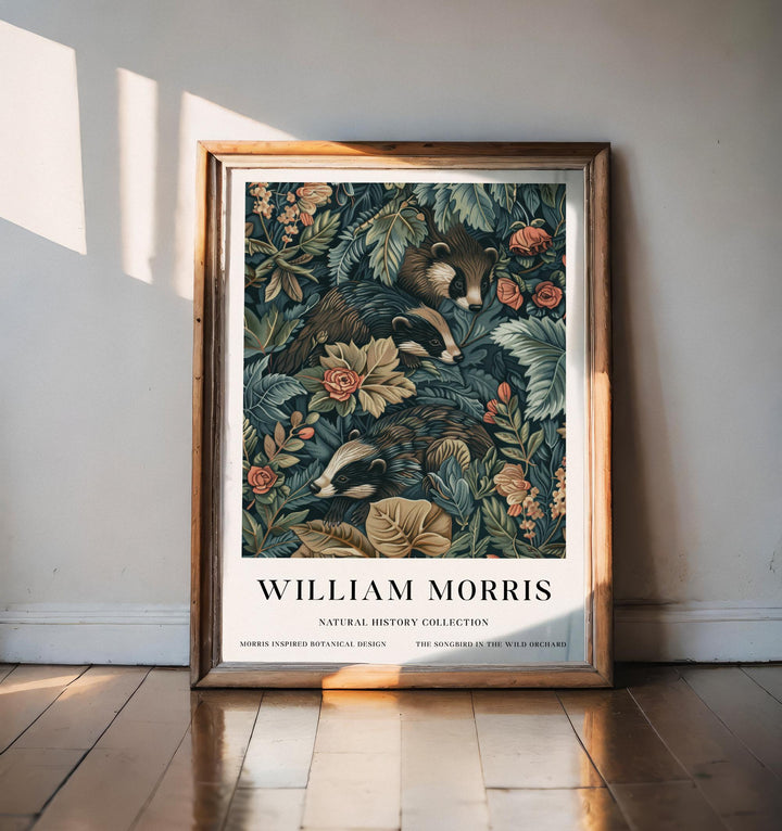 William Morris Badger Wall Art Woodland Animal Vintage Botanical Print Cottagecore Forest Decor Arts And Crafts Poster Artwork for Home