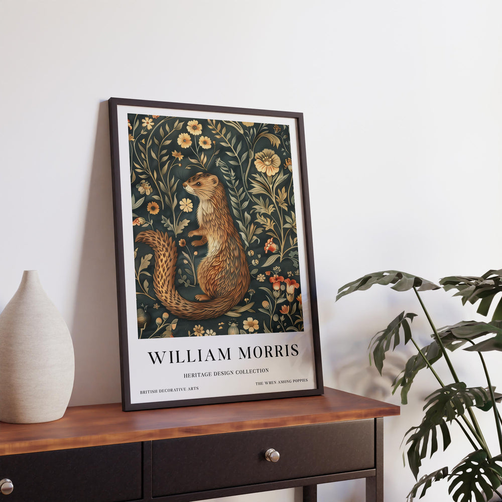 William Morris Weasel Wall Art Woodland Animal Vintage Botanical Print Cottagecore Nature Decor Arts And Crafts Poster Artwork for Home