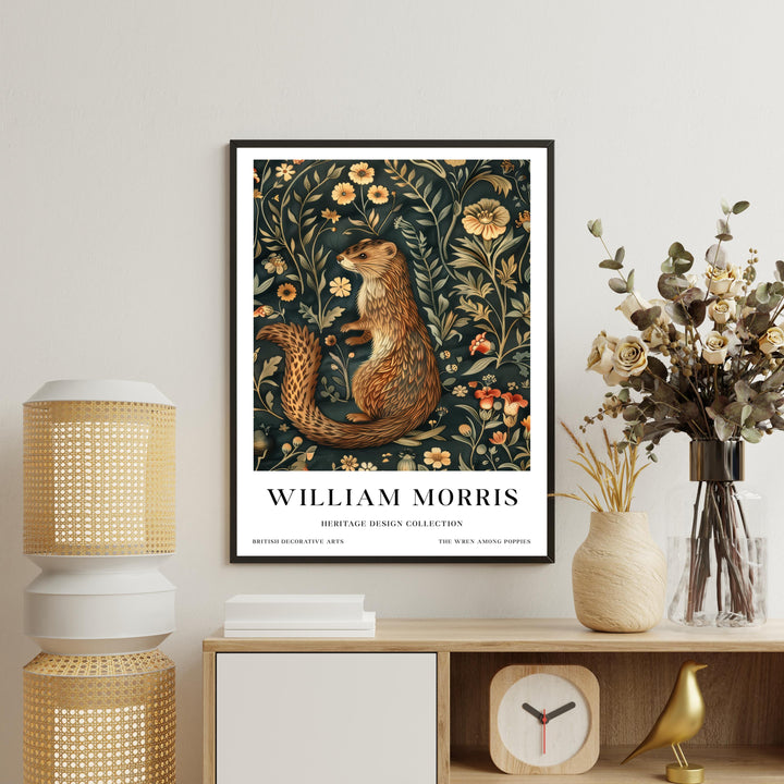 William Morris Weasel Wall Art Woodland Animal Vintage Botanical Print Cottagecore Nature Decor Arts And Crafts Poster Artwork for Home