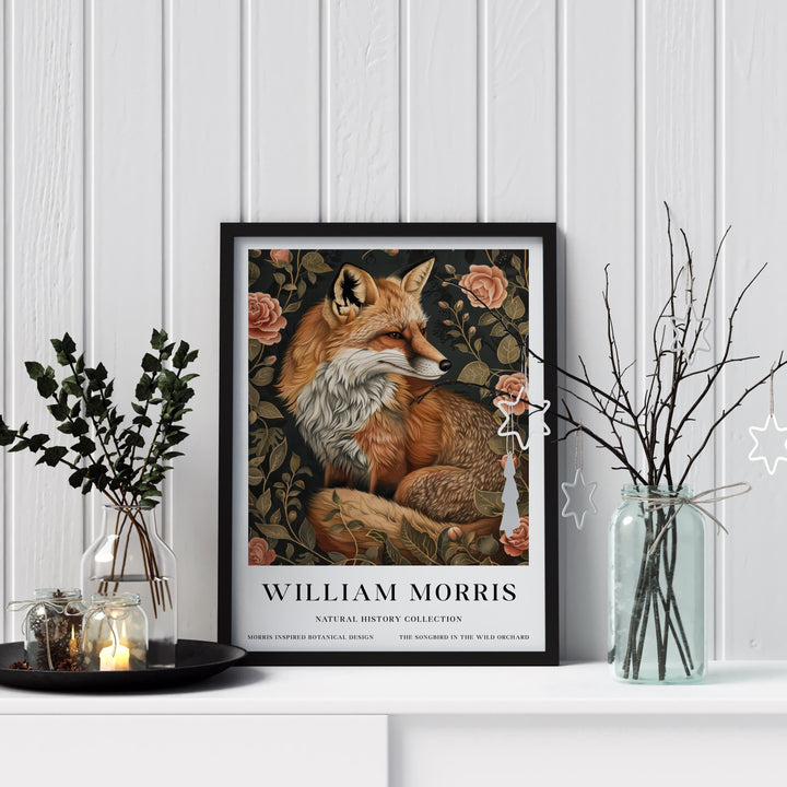 William Morris Fox Wall Art Floral Botanical Print Vintage Woodland Animal Cottagecore Decor Arts And Crafts Poster Artwork for Home
