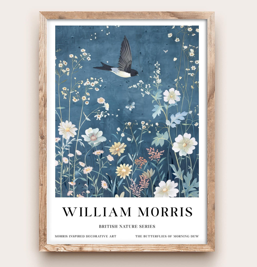William Morris Swallow Bird Wall Art Wildflower Botanical Print Vintage Cottagecore Nature Decor Arts And Crafts Poster Artwork for Home