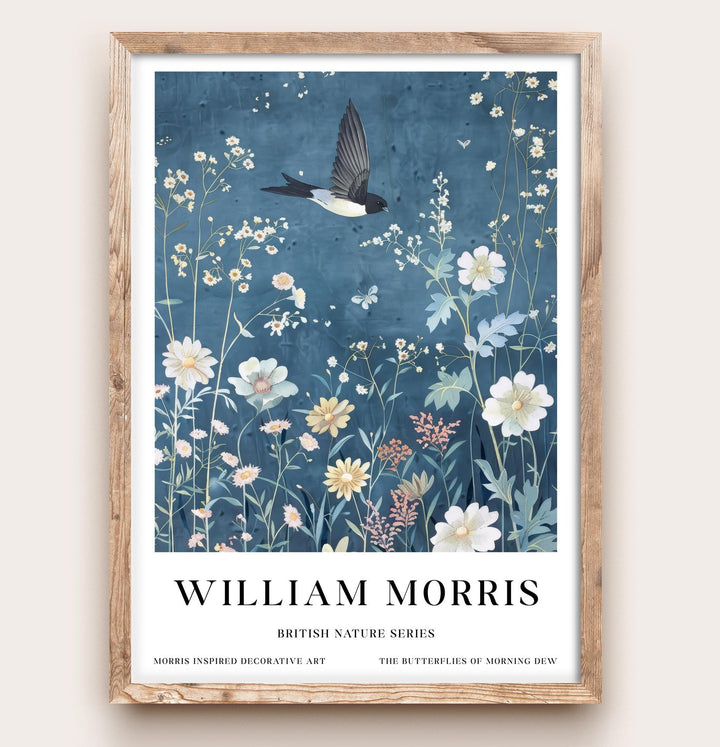 William Morris Swallow Bird Wall Art Wildflower Botanical Print Vintage Cottagecore Nature Decor Arts And Crafts Poster Artwork for Home