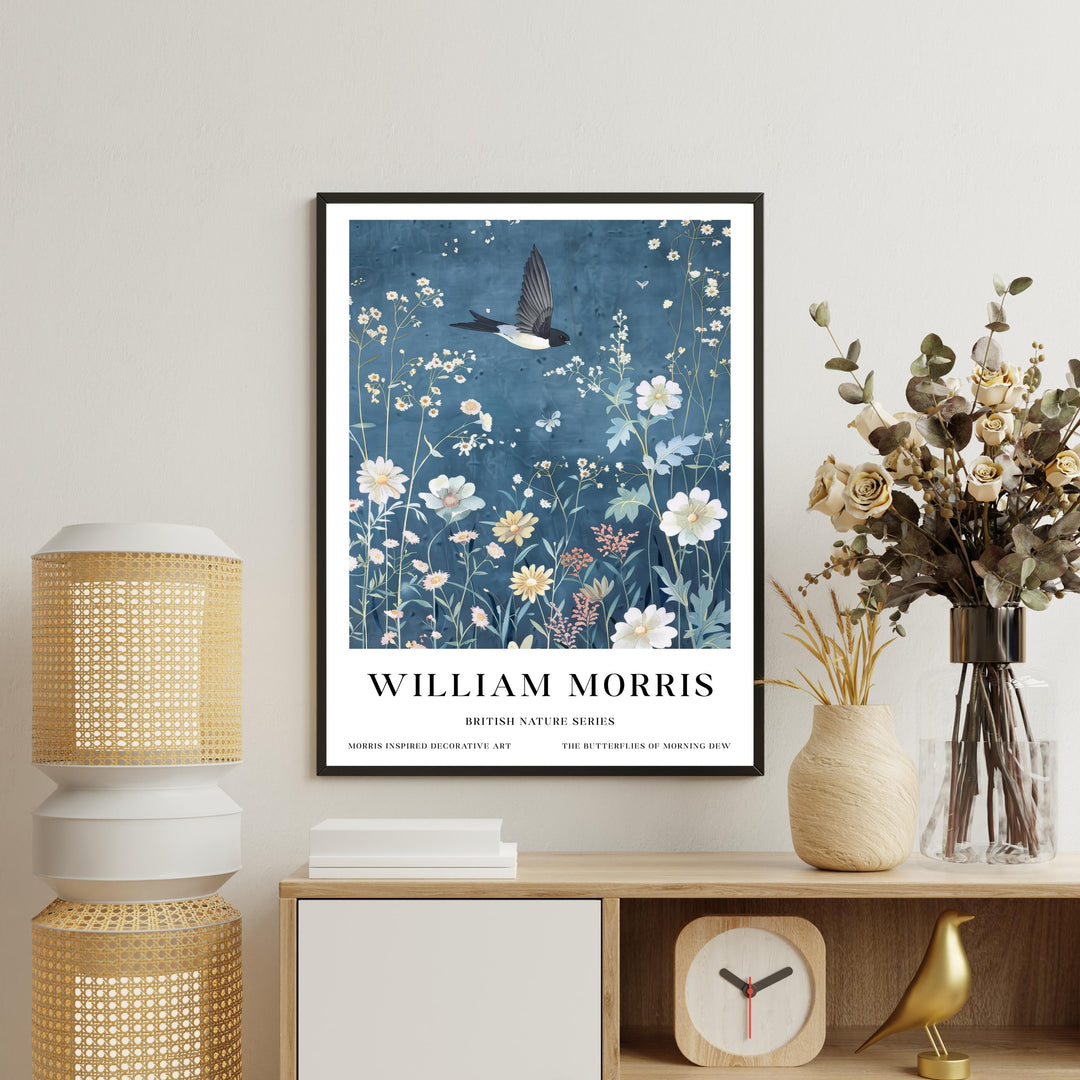 William Morris Swallow Bird Wall Art Wildflower Botanical Print Vintage Cottagecore Nature Decor Arts And Crafts Poster Artwork for Home