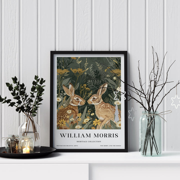 William Morris Hares Wall Art Woodland Animal Botanical Print Vintage Cottagecore Meadow Decor Arts And Crafts Poster Artwork for Home