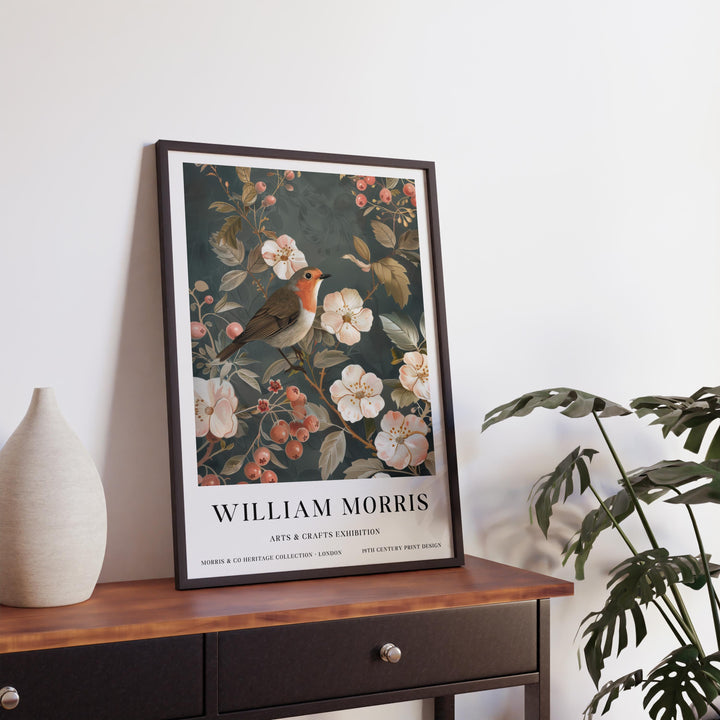 William Morris Robin Bird Wall Art Blossom Botanical Print Vintage Cottagecore Nature Decor Arts And Crafts Poster Artwork for Home