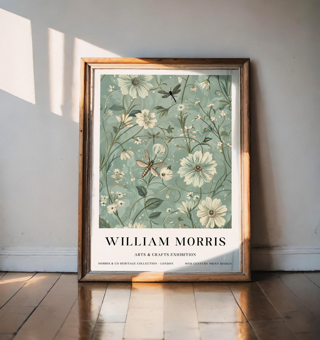 William Morris Dragonfly Wall Art Botanical Floral Print Vintage Cottagecore Nature Decor Arts And Crafts Poster Artwork for Home