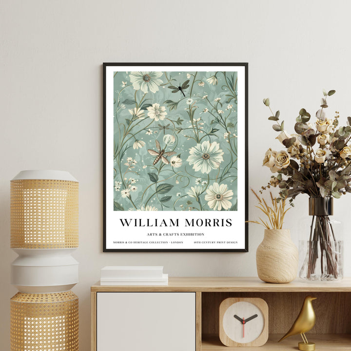William Morris Dragonfly Wall Art Botanical Floral Print Vintage Cottagecore Nature Decor Arts And Crafts Poster Artwork for Home