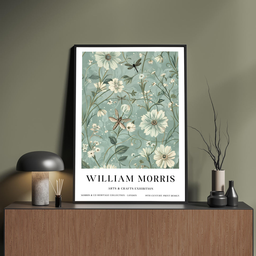 William Morris Dragonfly Wall Art Botanical Floral Print Vintage Cottagecore Nature Decor Arts And Crafts Poster Artwork for Home