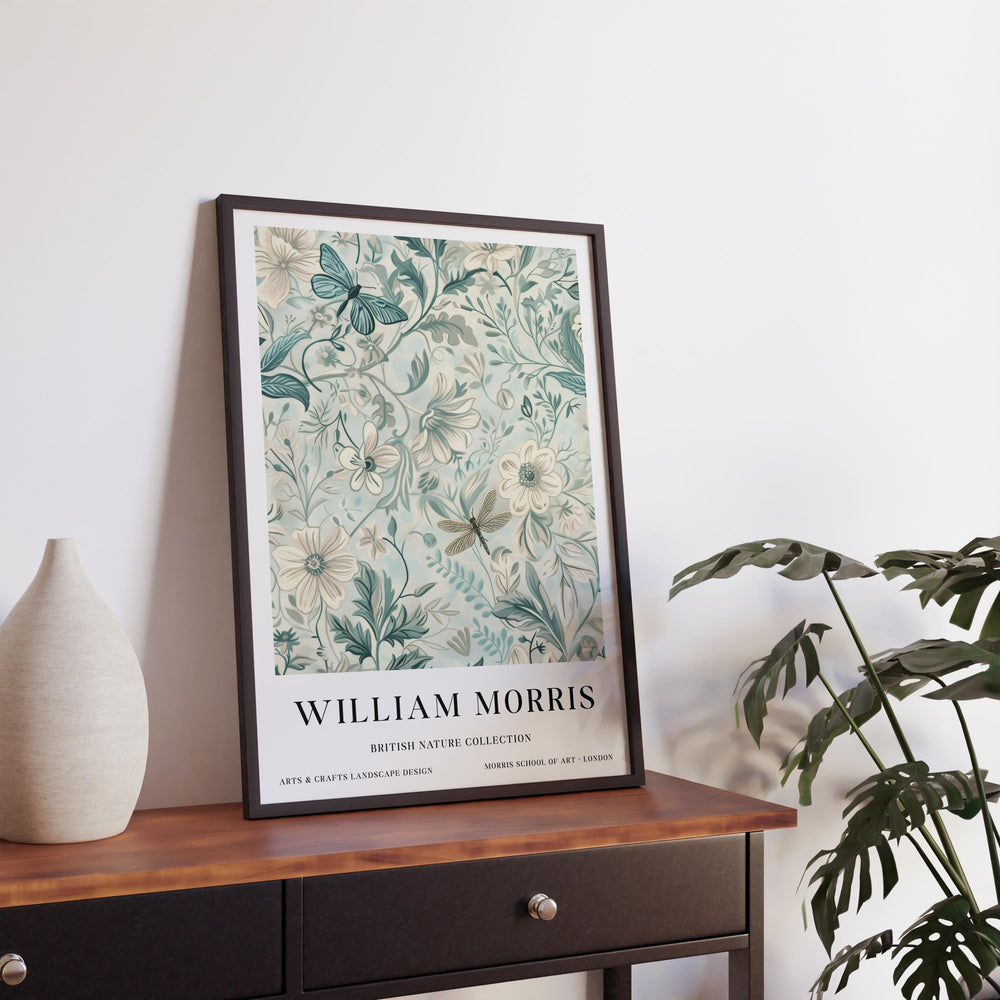 William Morris Dragonfly Wall Art Botanical Floral Print Vintage Cottagecore Nature Decor Arts And Crafts Poster Artwork for Home