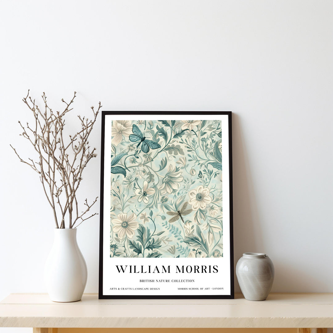 William Morris Dragonfly Wall Art Botanical Floral Print Vintage Cottagecore Nature Decor Arts And Crafts Poster Artwork for Home